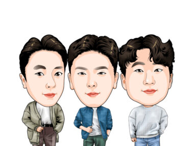 박종필 차장,천재성 교사, 박석하 대리 캐리커처 그림