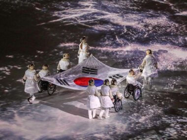 이천십팔년 우리나라에서 개최한 제십이회 평창 동계패럴림픽 개회식 모습